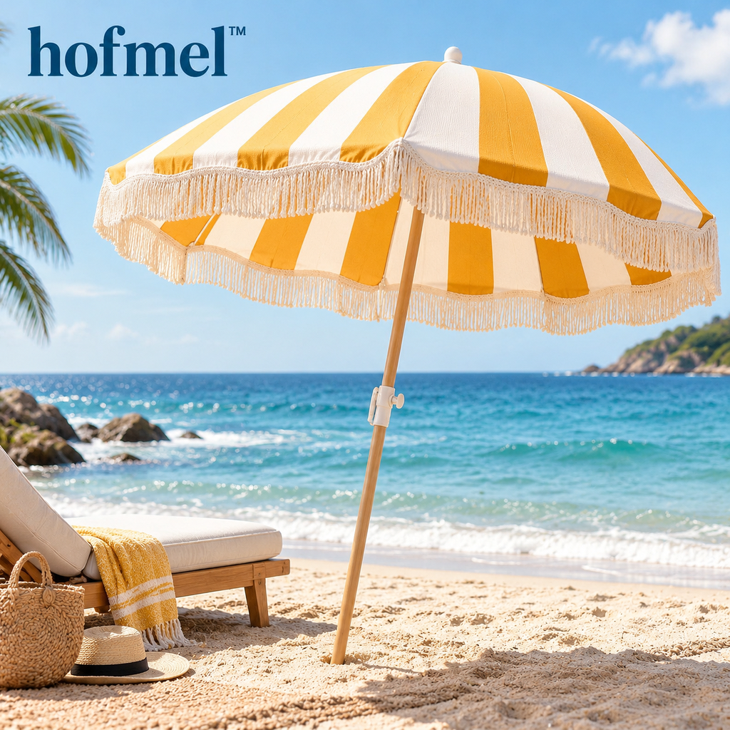 𝐡𝐨𝐟𝐦𝐞𝐥™ Striped Fringe Beach Umbrella