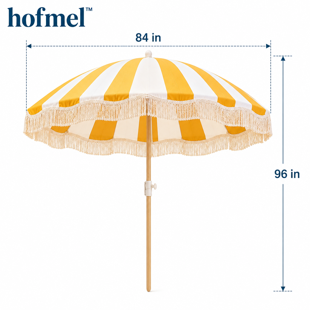 𝐡𝐨𝐟𝐦𝐞𝐥™ Striped Fringe Beach Umbrella