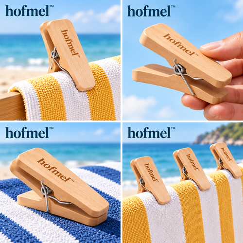 𝐡𝐨𝐟𝐦𝐞𝐥™ Wooden Beach Towel Clips